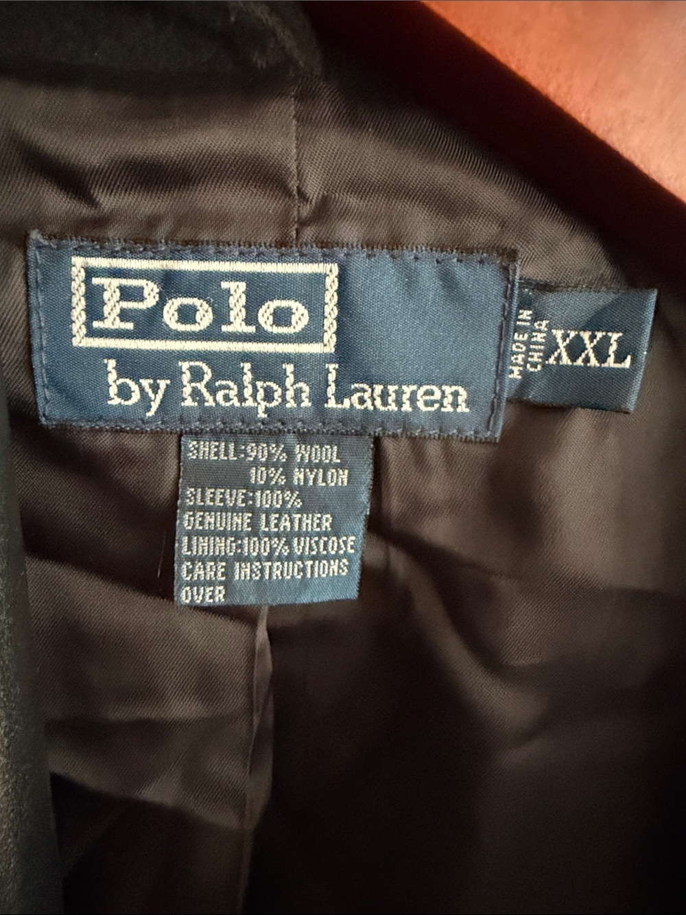 Polo Ralph Lauren Black Wool Varsity Jacket with Distressed Leather Sleeves - Picture 2 of 5